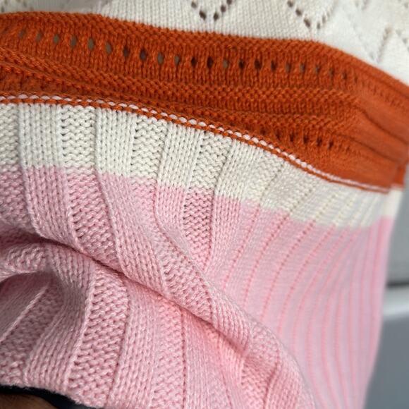 NEW Pink Orange Knit Midi Sweater Skirt Boho Indie Retro Stripe Pencil Y2K - Picture 3 of 6